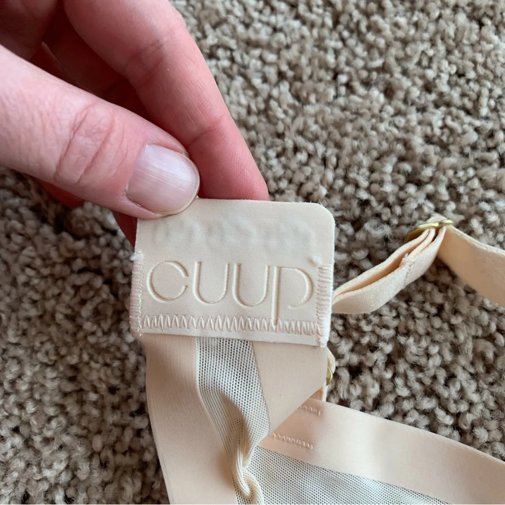 Cuup The Plunge Bra Size 38F Ivory Off White Sheer Mesh Underwire Adjustable - Picture 6 of 10